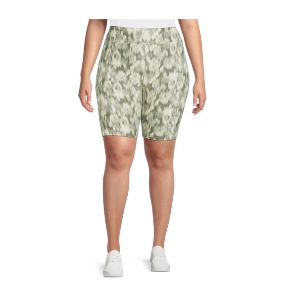 Terra and Sky Women’s Plus High Rise Green Midnight Tie Dye Bike Shorts 1X NEW. - Picture 1 of 6